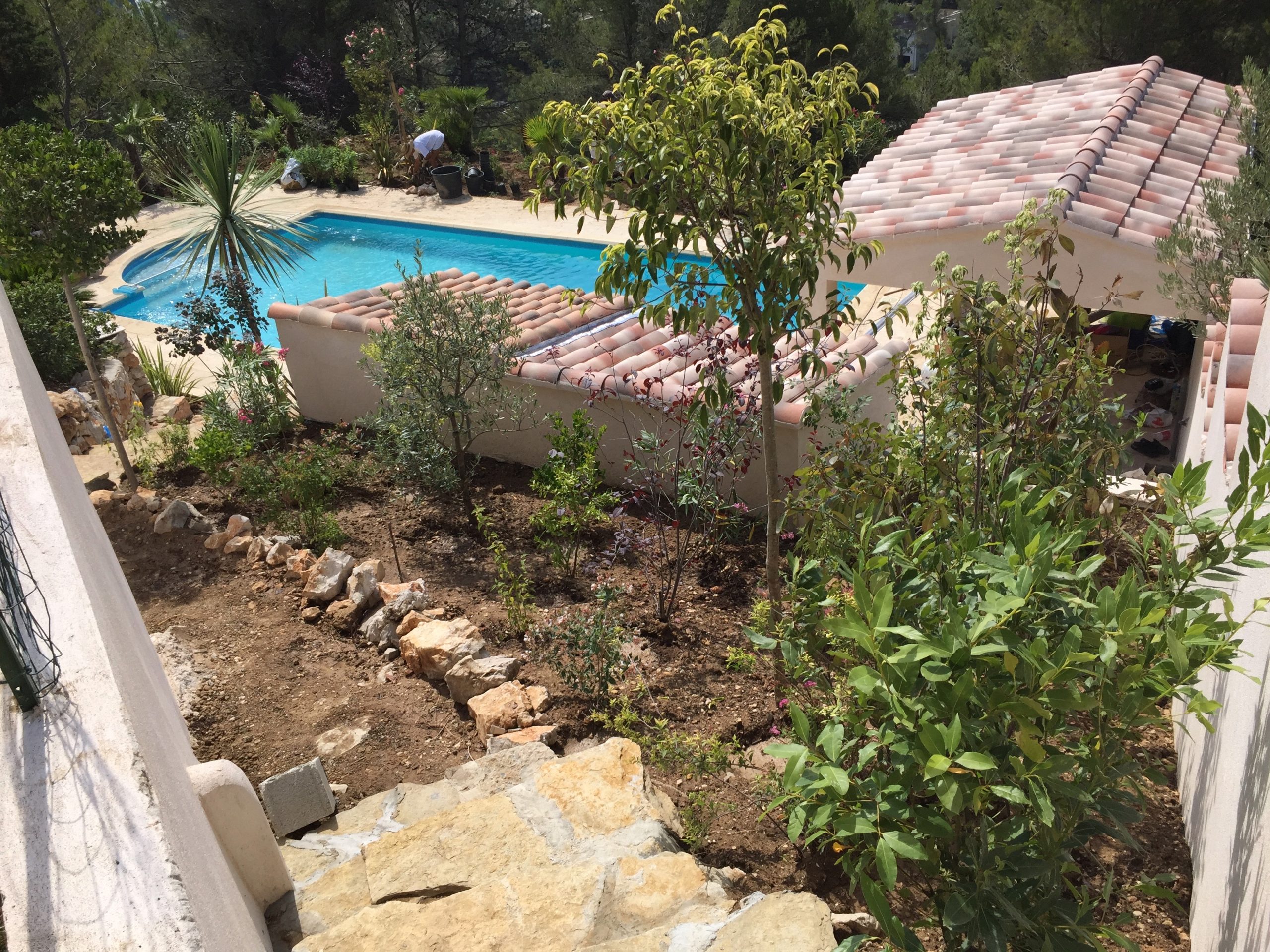 Pool house avec toiture tuiles provençales Carnoux-en-Provence